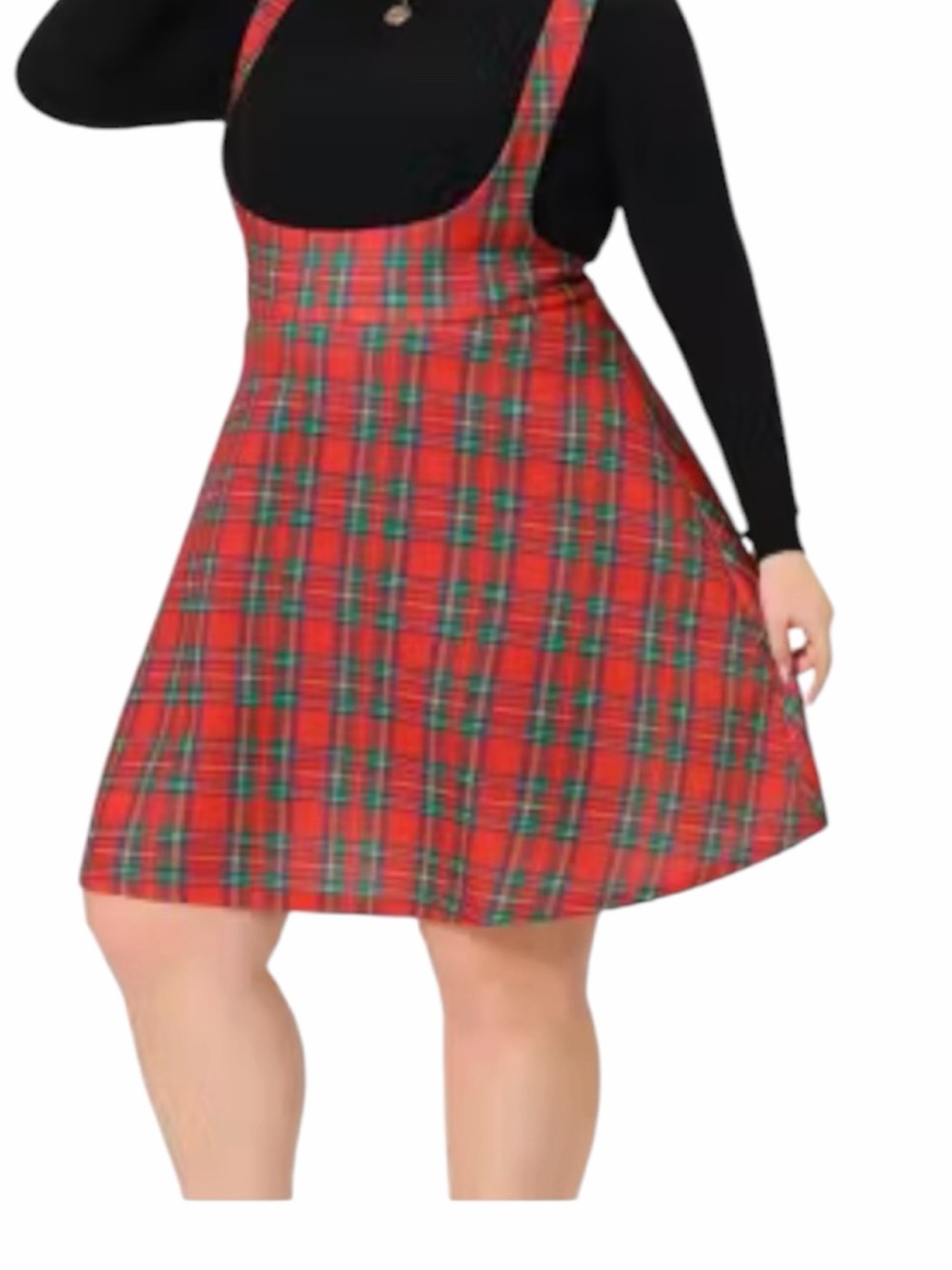 Agnes Orinda red & green plaid pinafore dress size 1X
